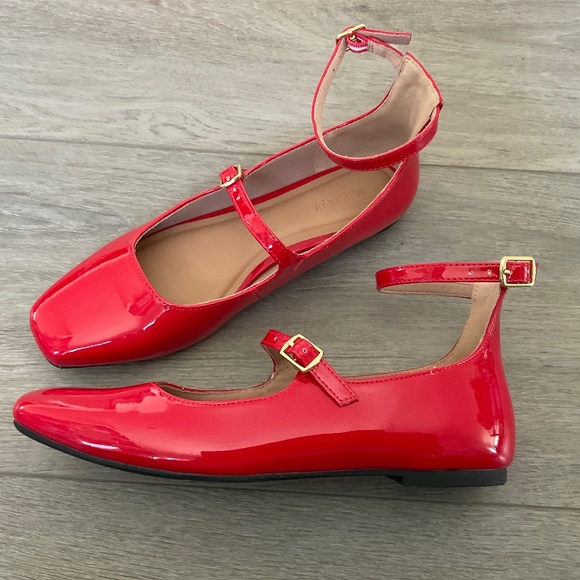OLD NAVY Red Mary Jane Ankle Strap Flats Size 7.5 NWOT - Picture 3 of 7